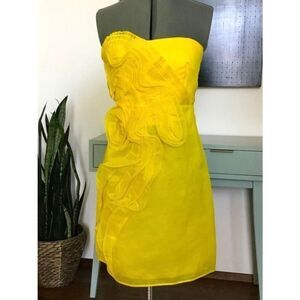 Phoebe Couture Women’s 0/XS Organza Bright Yellow Organza Sleeveless Dress